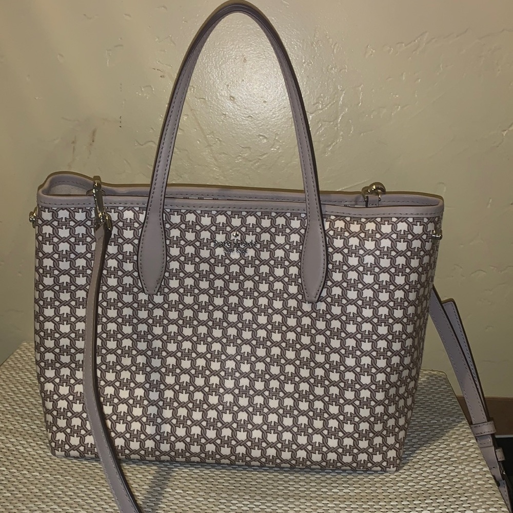 Kate Spade small tote/ crossbody coated canvas bag w Steve Madden belt szM